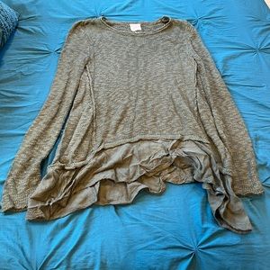 HIPPIE ROSE knit green sweater/sweater dress - MED